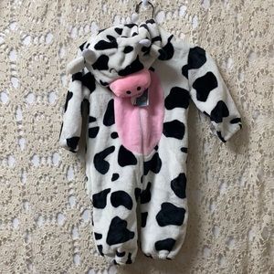IDgirl cow romper sz 18-24 m front to back zipper soft flannel cow costume